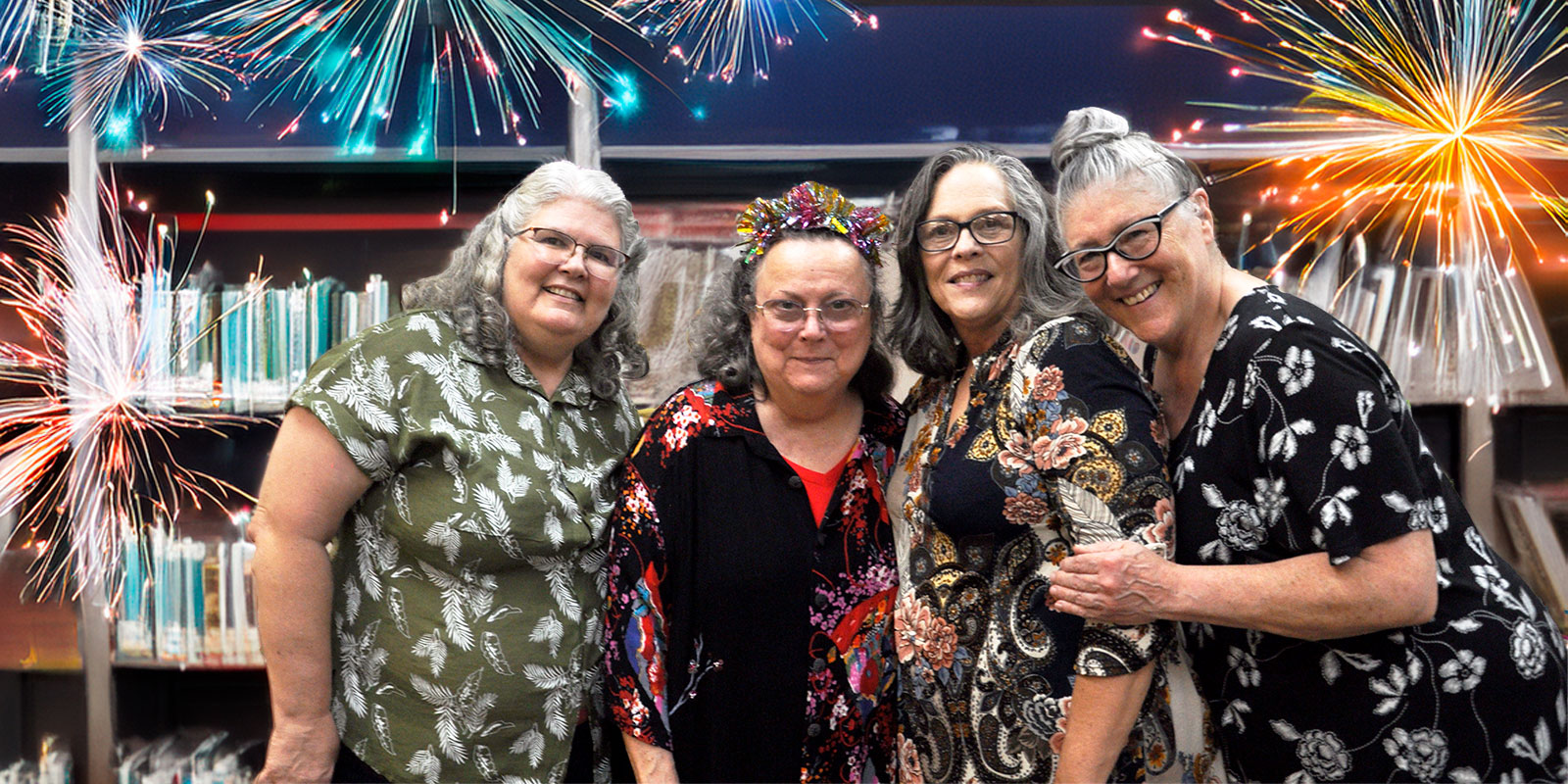 The Gang is all here! <br /> Kathy Gammon, Nan Garrett, Kim Owings and Gail Spragins<br />The Past, Present and Future Leaders of the Perry County Library System
